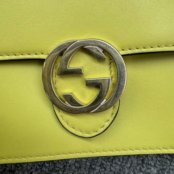 GUCCI Interlocking Wallet On Chain Yellow Leather Shoulder Bag 288-012725 - Picture 3 of 15